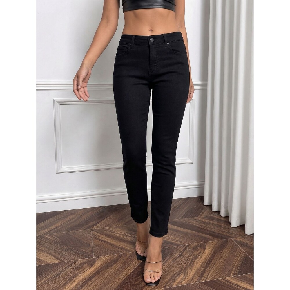 Level 99 Lily Skinny Straight Pants Petite 32P (32x26) Black Stretch Womens NWT